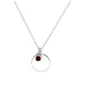Sterling Silver CZ Birthstone & Round Engravable Tag Necklace 14 - 22 Inches