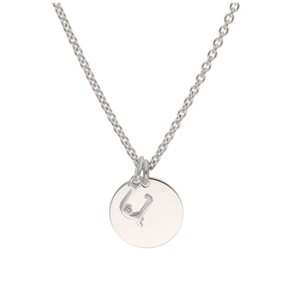 Sterling Silver 0.4pts Diamond Letter A - Z & Engravable Round Tag Necklace 16 - 24 Inches