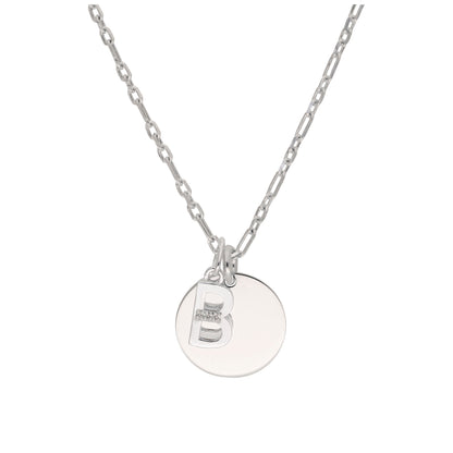 Sterling Silver & Triple 1.2pt Diamond Letter A - Z & Engravable Tag Necklace 16 - 24 Inches