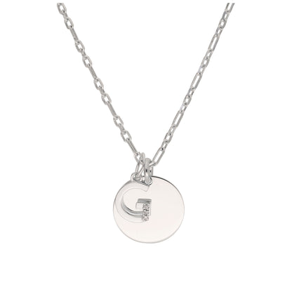 Sterling Silver & Triple 1.2pt Diamond Letter A - Z & Engravable Tag Necklace 16 - 24 Inches