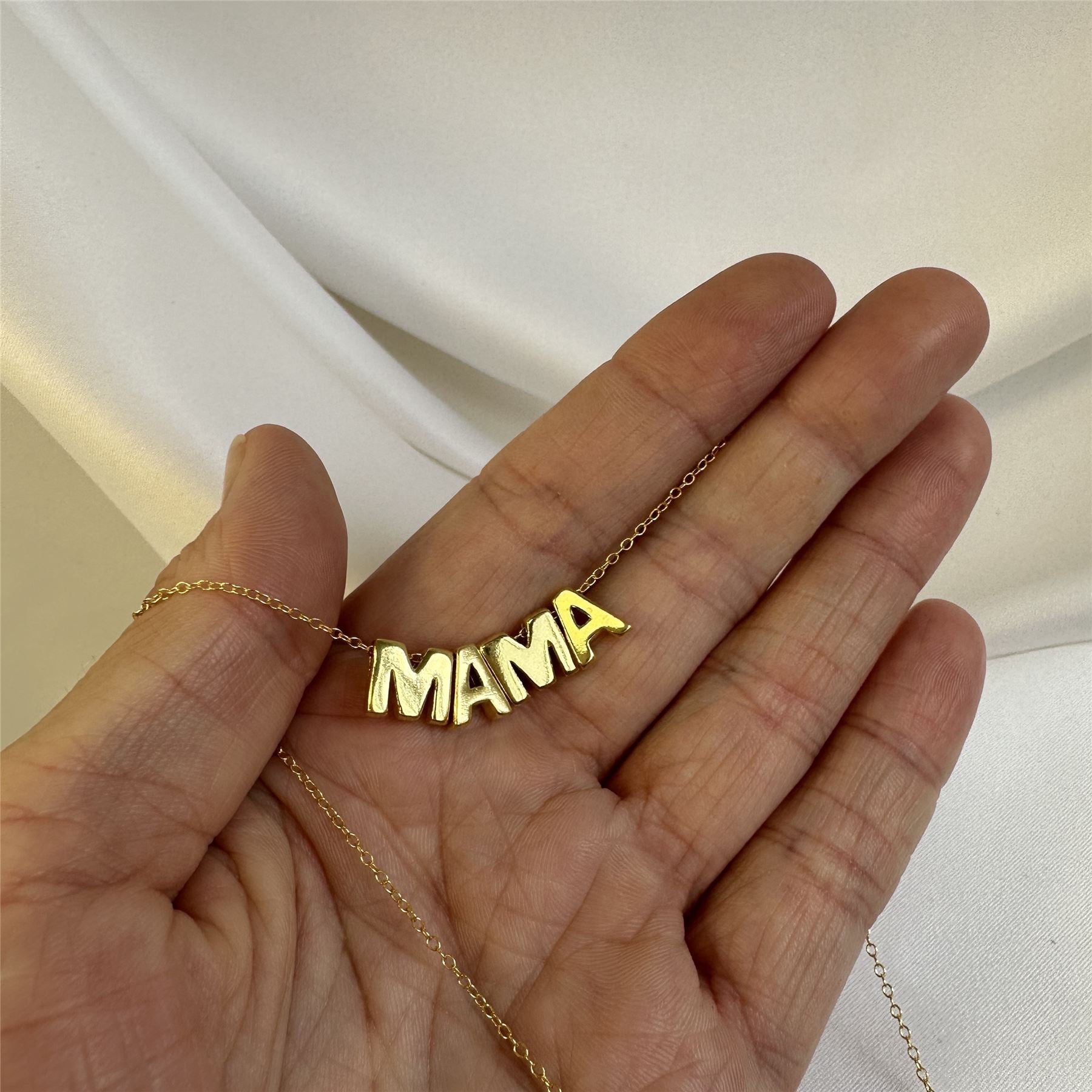 gold plated sterling silver mama threader necklace 18 inches