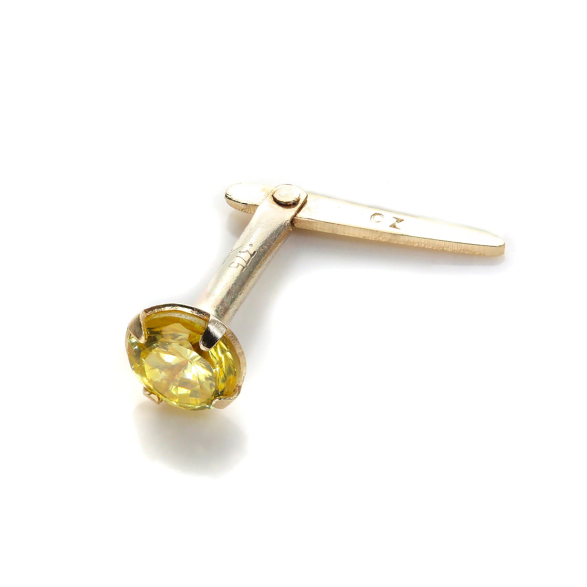 Andralok 9ct Yellow Gold CZ 3mm Round Nose Stud