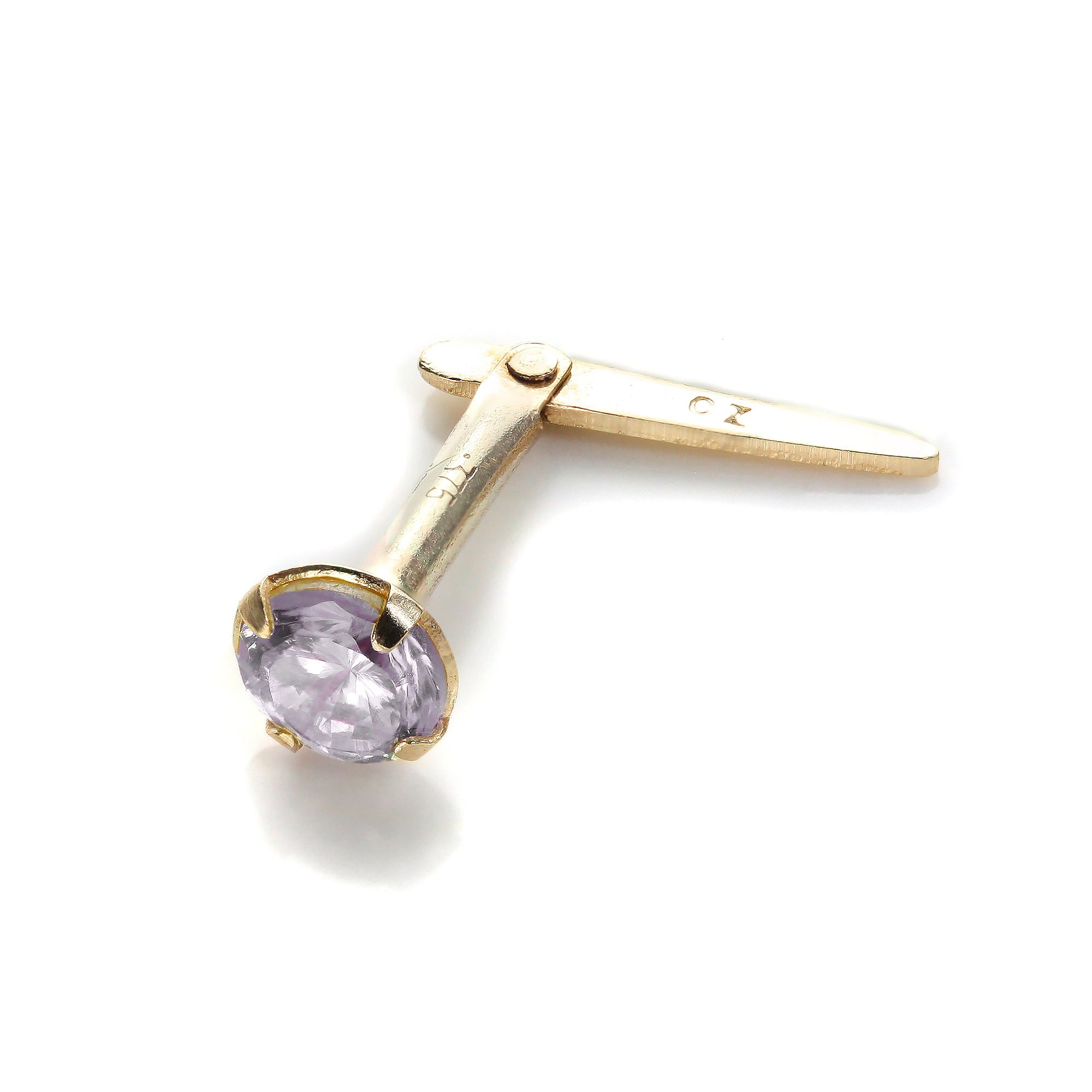 Andralok 9ct Yellow Gold CZ 3mm Round Nose Stud