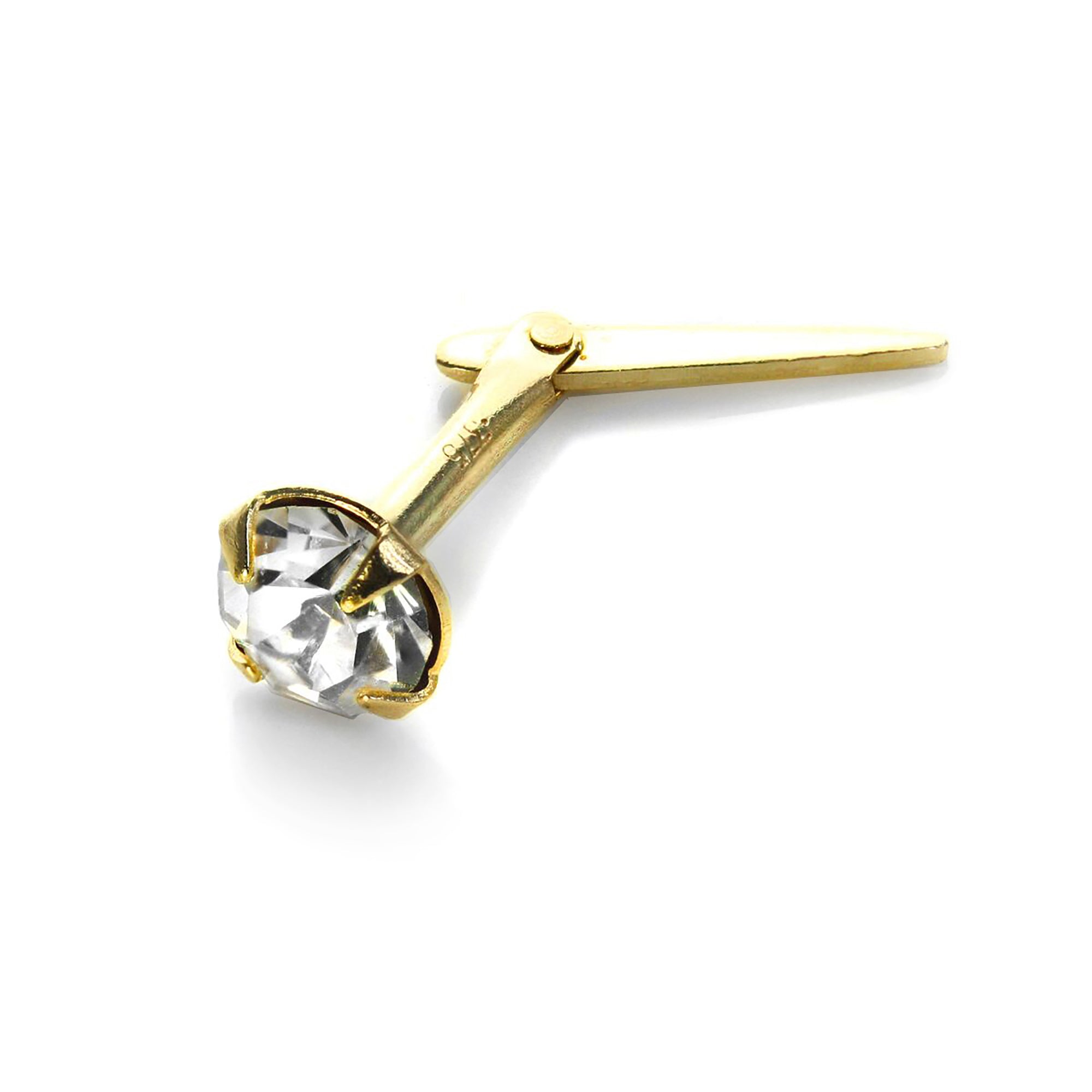 Andralok 9ct Yellow Gold Crystal 3.5mm Nose Stud
