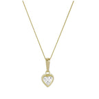 9ct Gold & Clear CZ Crystal 5mm Rubover Heart Pendant Necklace 16 - 20 Inches