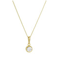 9ct Gold & Clear CZ Crystal 5mm Round Rubover Pendant Necklace 16 - 20 Inches