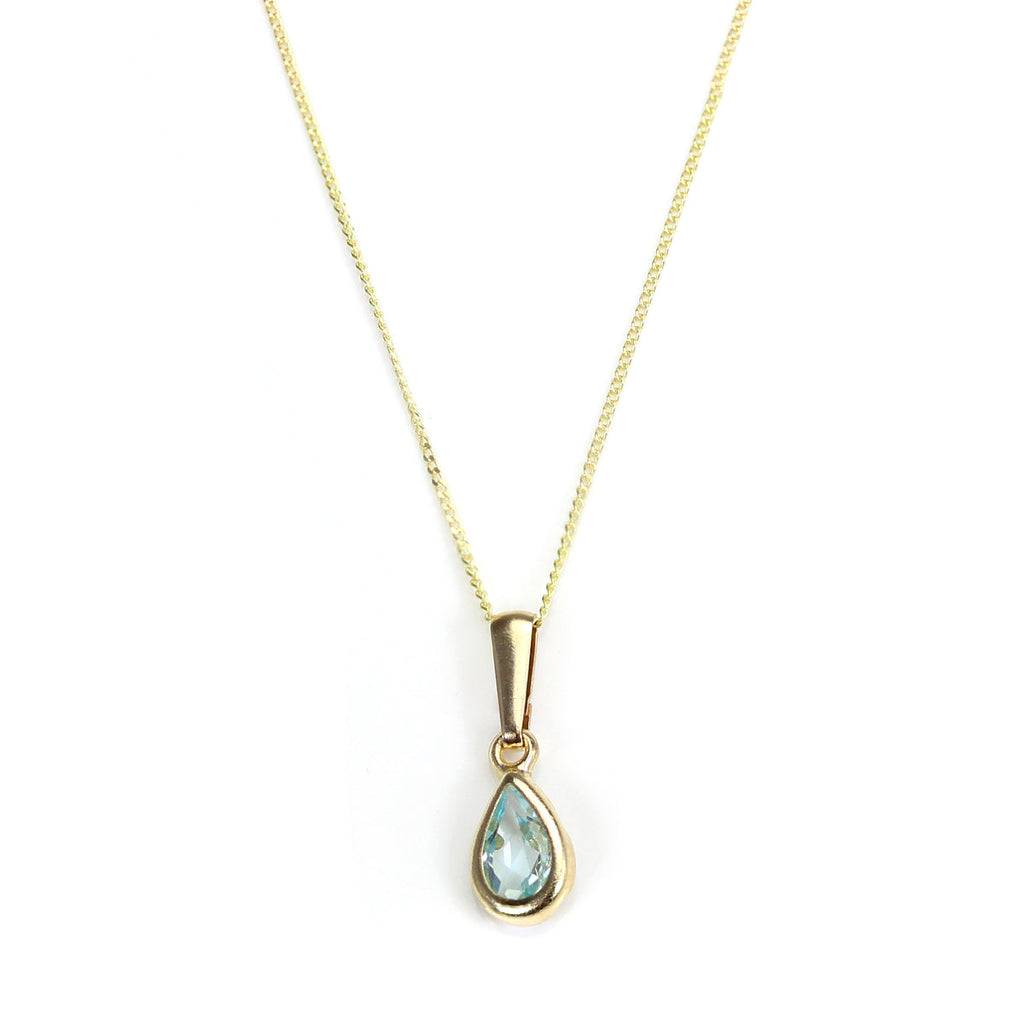9ct Gold Aquamarine Crystal March Birthstone Pendant
