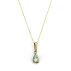 9ct Gold Aquamarine Crystal March Birthstone Pendant