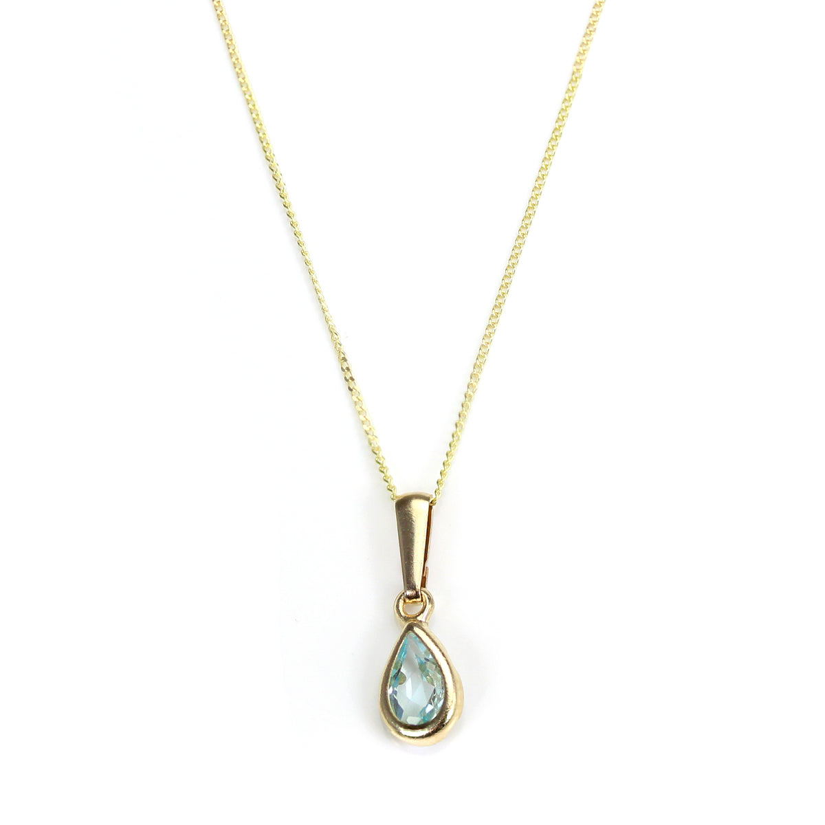 9ct Gold Aquamarine Crystal March Birthstone Pendant