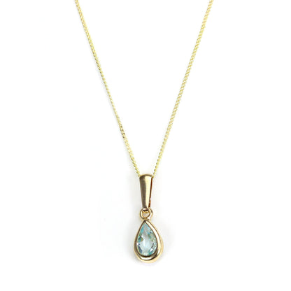 9ct Gold Aquamarine Crystal March Birthstone Pendant