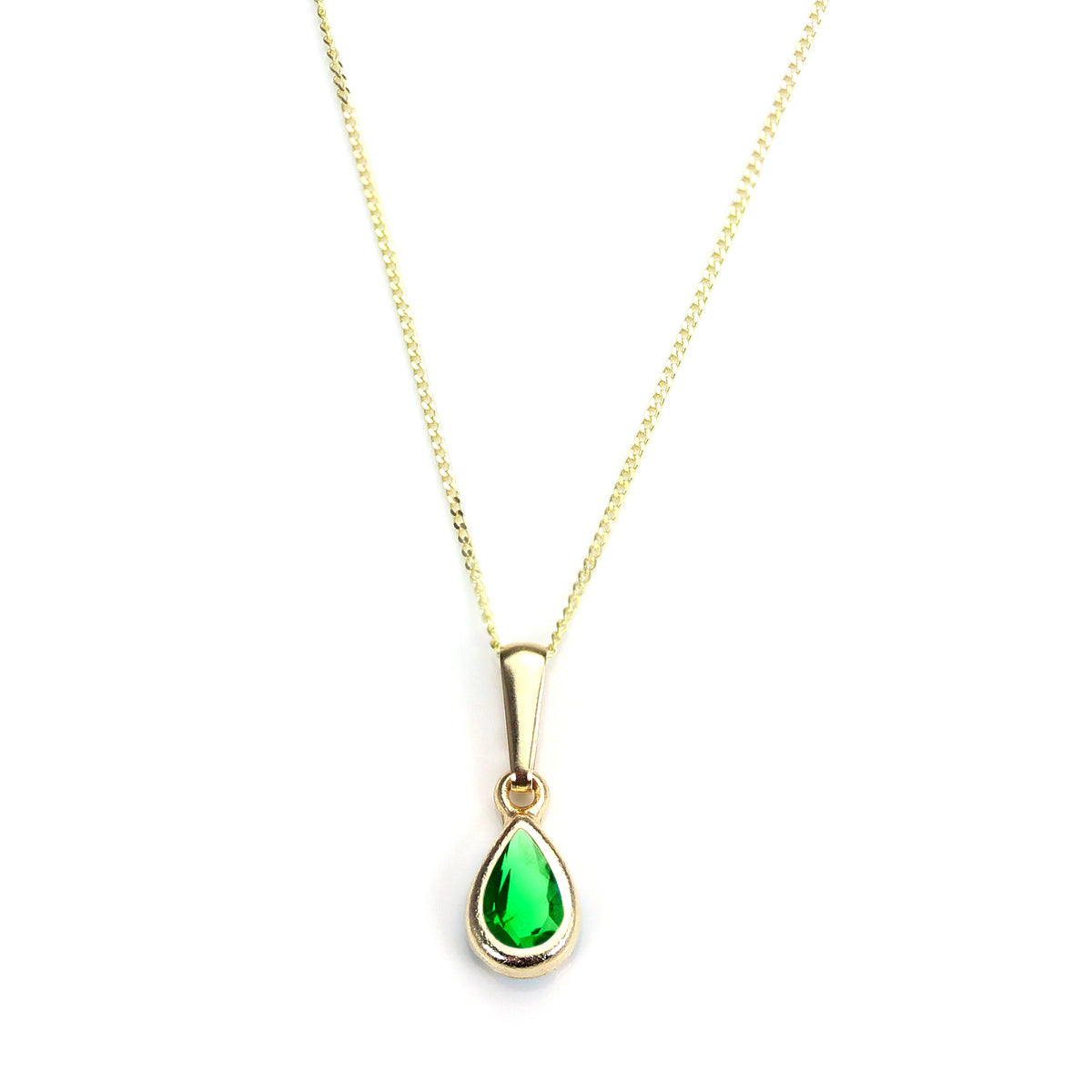 9ct Gold Emerald Crystal May Birthstone Pendant