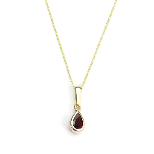 9ct Gold Garnet Gemstone January Birthstone Pendant