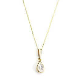 9ct Gold CZ Crystal April Crystal Birthstone Pendant