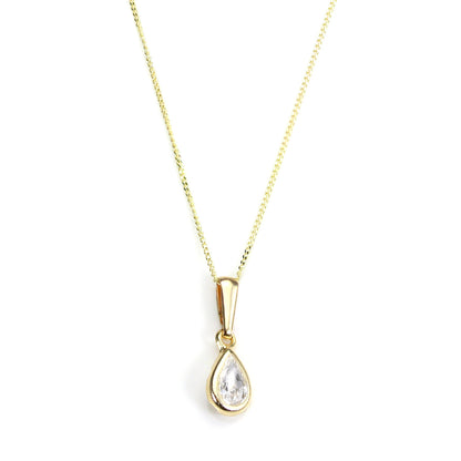9ct Gold CZ Crystal April Crystal Birthstone Pendant