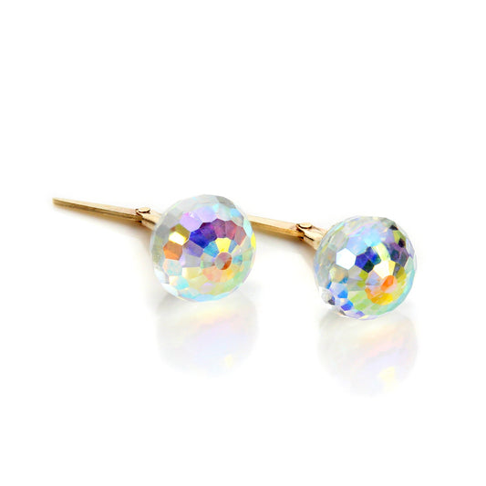Andralok 9ct Yellow Gold Clear Crystal Small Faceted Stud Earrings