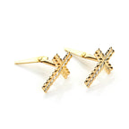 Andralok 9ct Yellow Gold Small Cross Stud Earrings