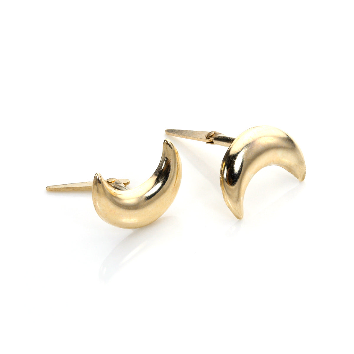 Andralok 9ct Yellow Gold Moon Stud Earrings