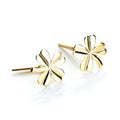 Andralok 9ct Yellow Gold 4 Leafed Flower Stud Earrings