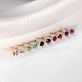 Andralok 9ct Yellow Gold Gemstone 3.5mm Round Stud Earrings