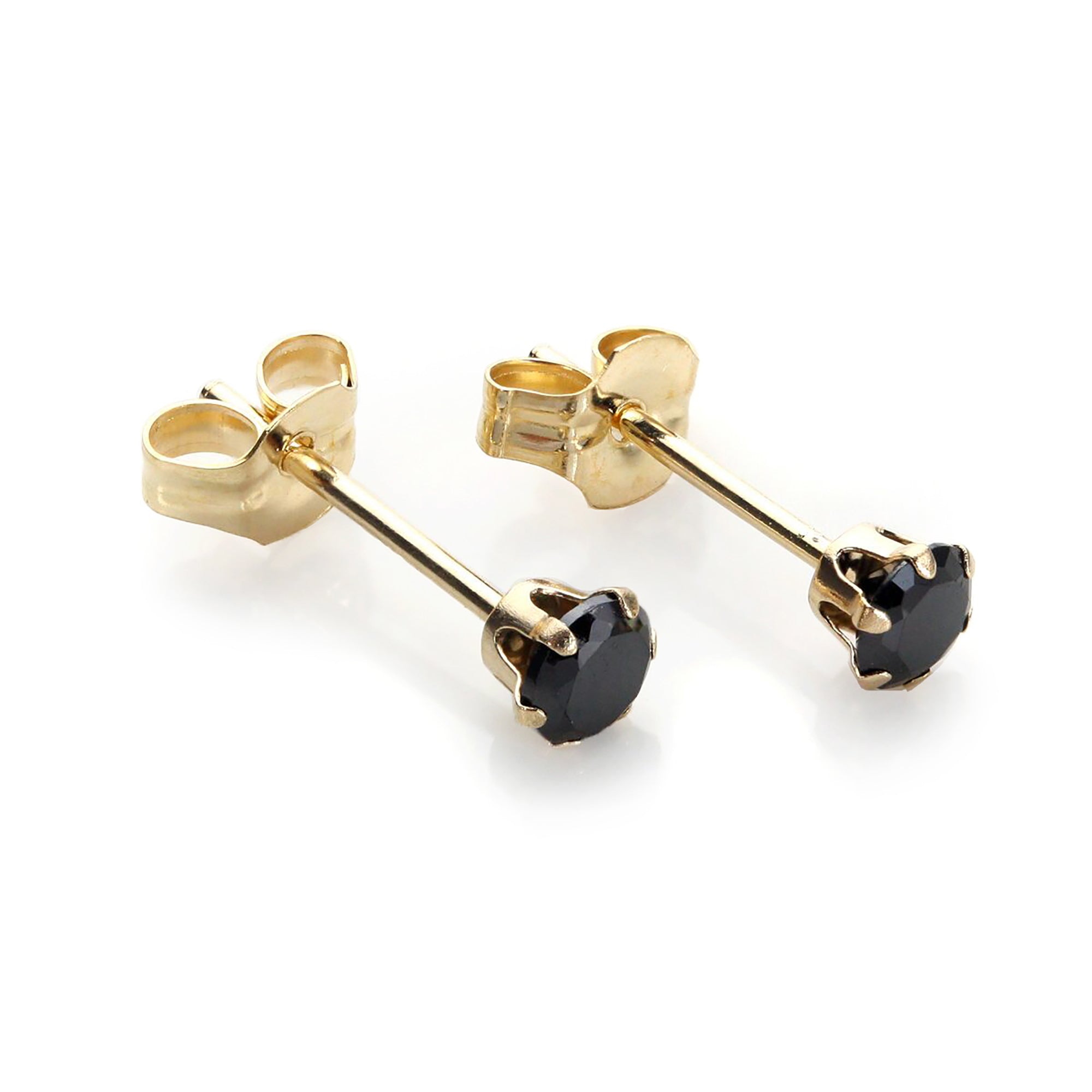 9ct Yellow Gold Crystal 3mm Round Stud Earrings