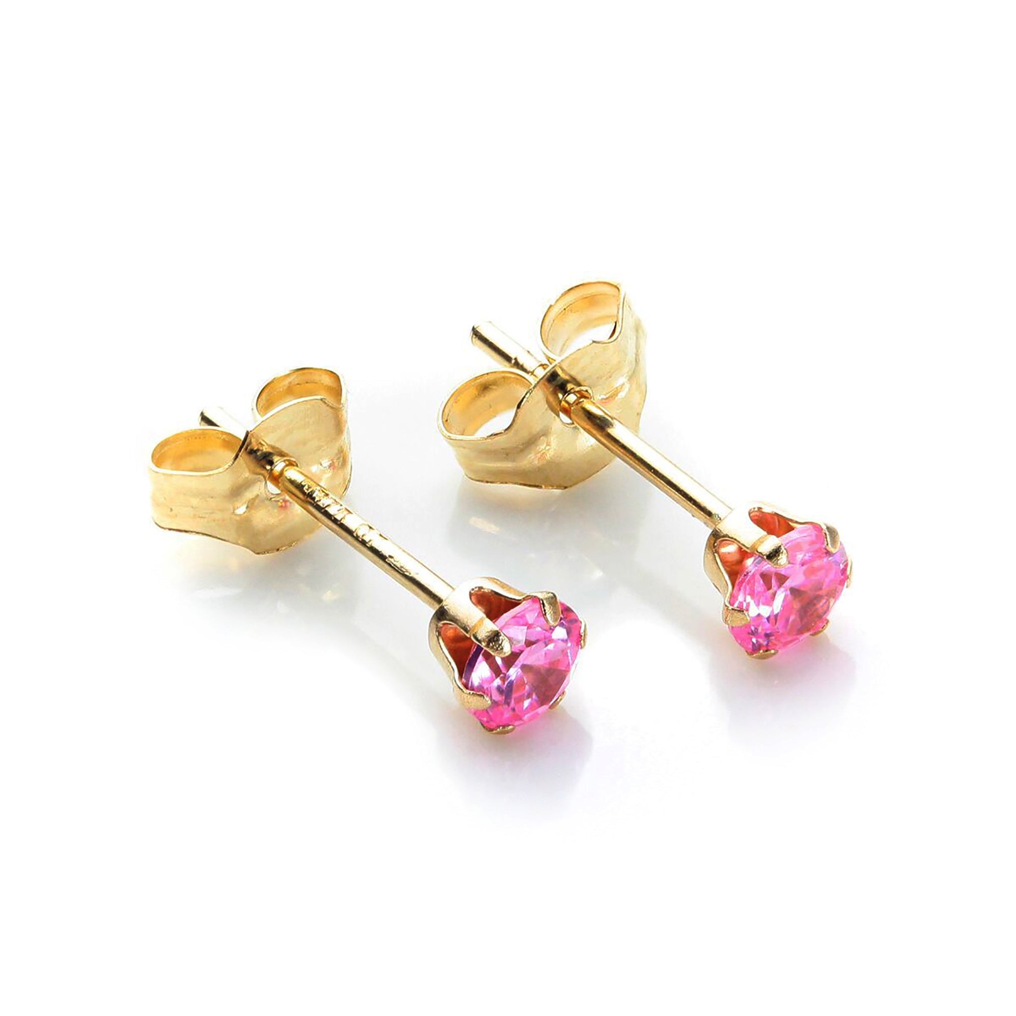 9ct Yellow Gold Crystal 3mm Round Stud Earrings