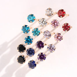 9ct Yellow Gold Crystal 3mm Round Stud Earrings
