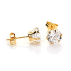 9ct Yellow Gold Clear Crystal 4mm - 8mm Round Stud Earrings