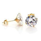 9ct Yellow Gold Clear Crystal 4mm - 8mm Round Stud Earrings