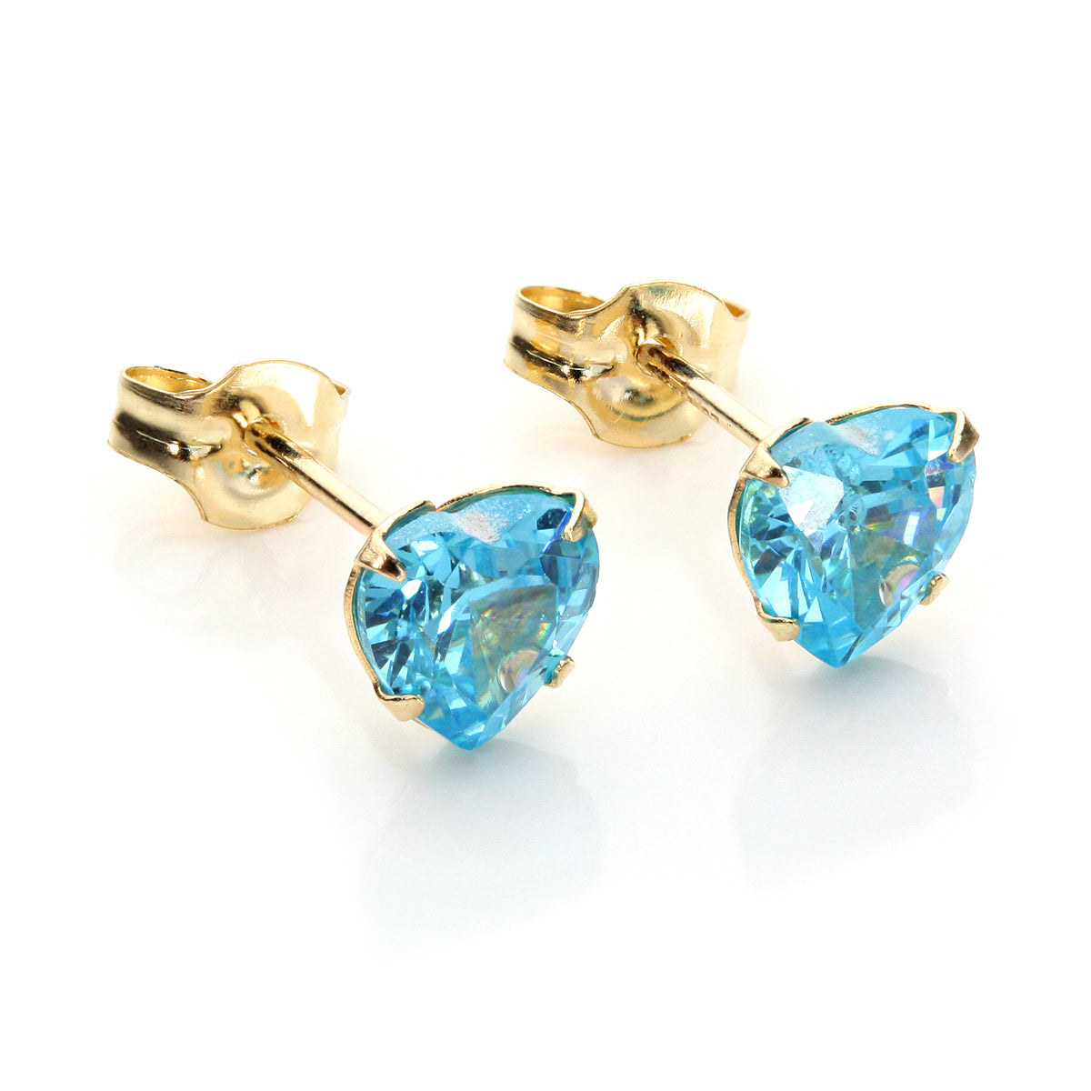 9ct Yellow Gold CZ 5mm Heart Stud Earrings