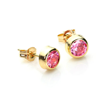 9ct Yellow Gold Clear CZ 5mm Round Stud Earrings