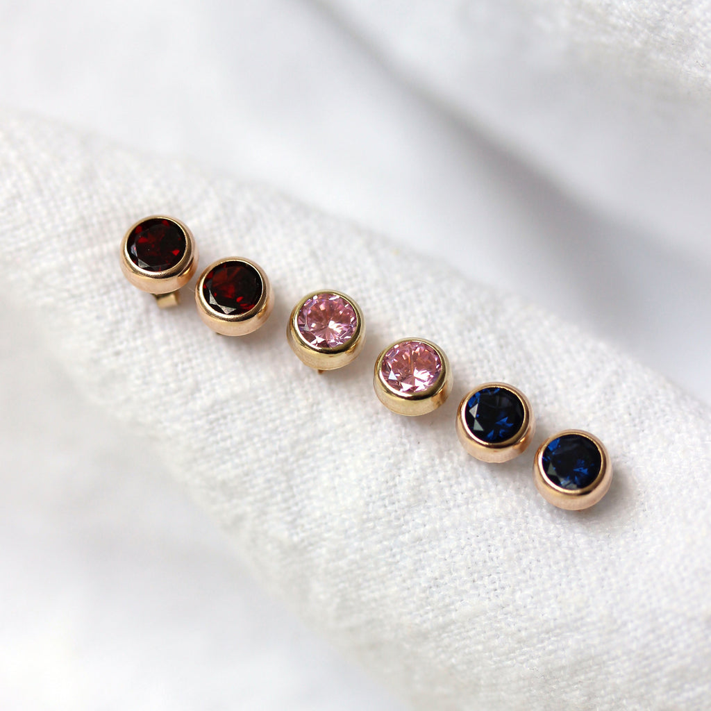 9ct Yellow Gold Clear CZ 5mm Round Stud Earrings