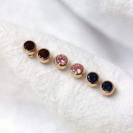 9ct Yellow Gold Clear CZ 5mm Round Stud Earrings