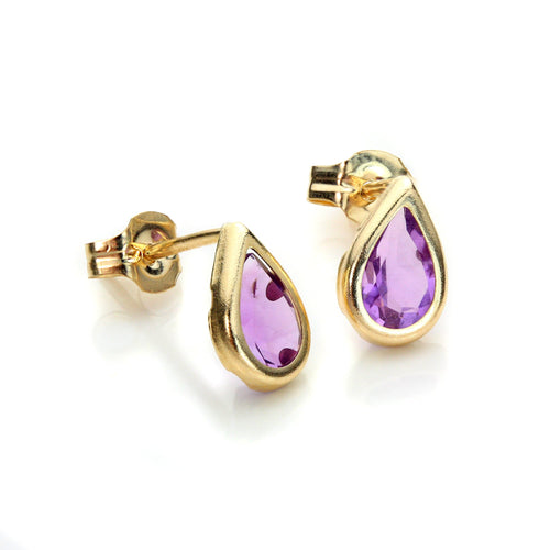 9ct Yellow Gold Birthstone Stud Earrings