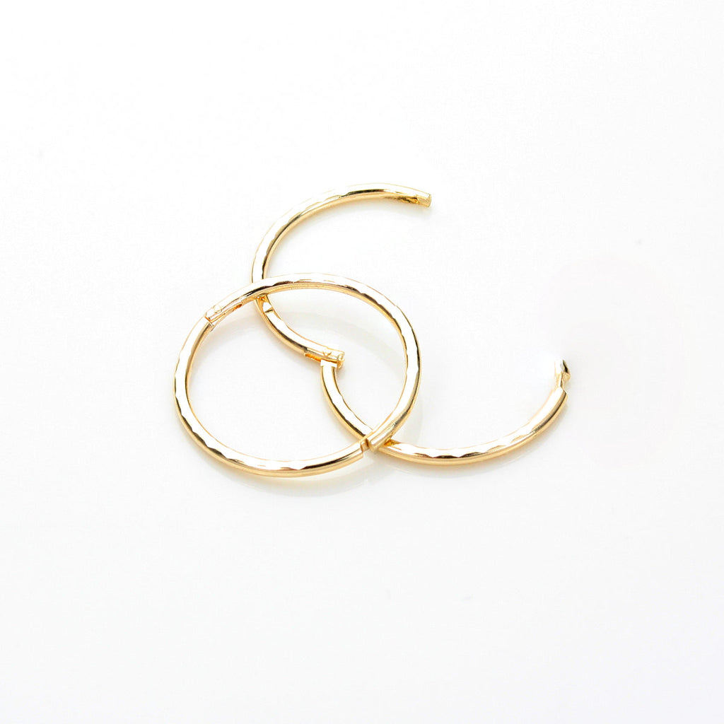 9ct Yellow Gold Diamond Cut Hinged Hoop Earrings
