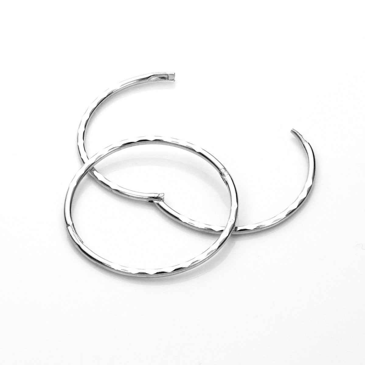 Sterling Silver Diamond Cut Hinged Hoop Earrings
