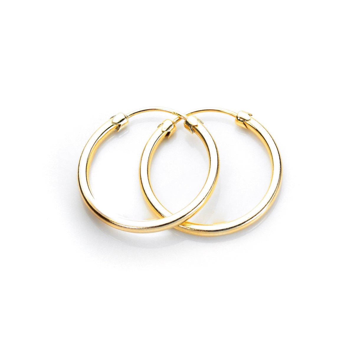 9ct Yellow Gold Plain Capped Tube 18mm - 32mm Hoop Earrings