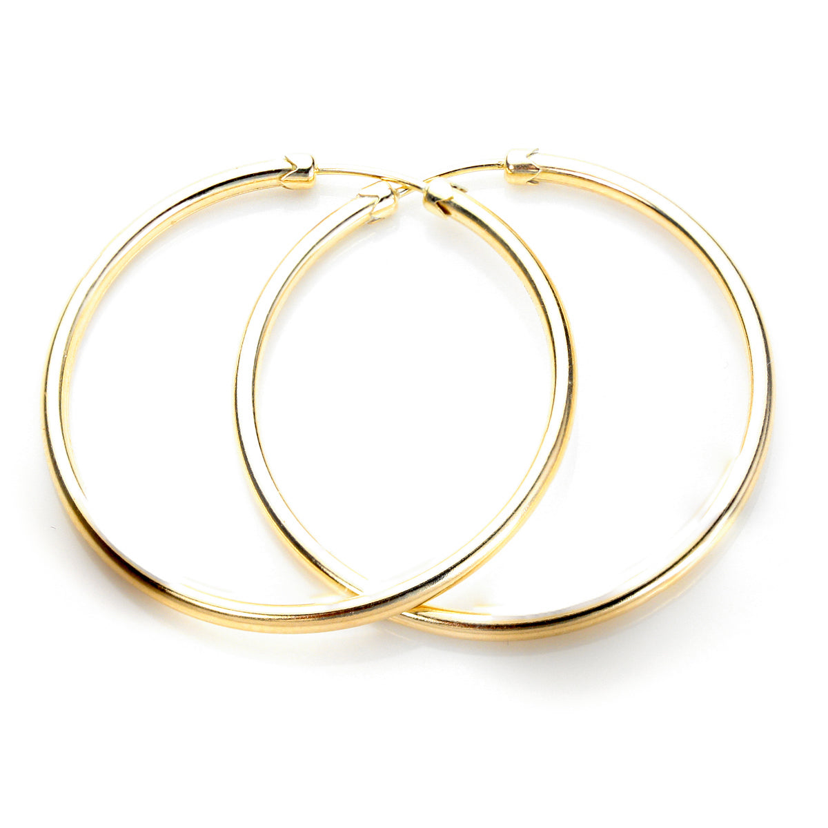 9ct Yellow Gold Plain Capped Tube 18mm - 32mm Hoop Earrings