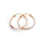 9ct Rose Gold Plain Capped Tube 20mm - 26mm Hoop Earrings