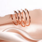 9ct Rose Gold Plain Capped Tube 20mm - 26mm Hoop Earrings