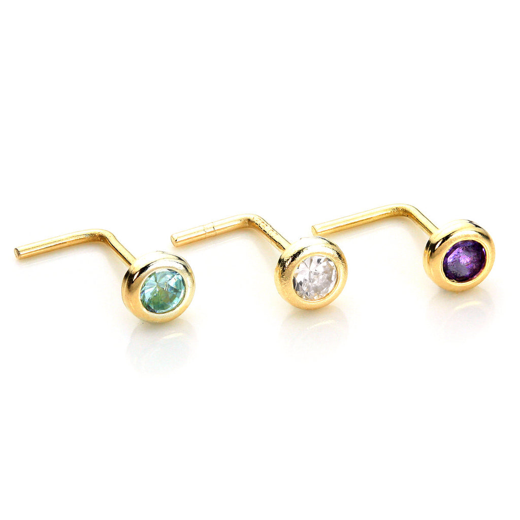 9ct Yellow Gold Crystal 2.75mm Round Nose Stud