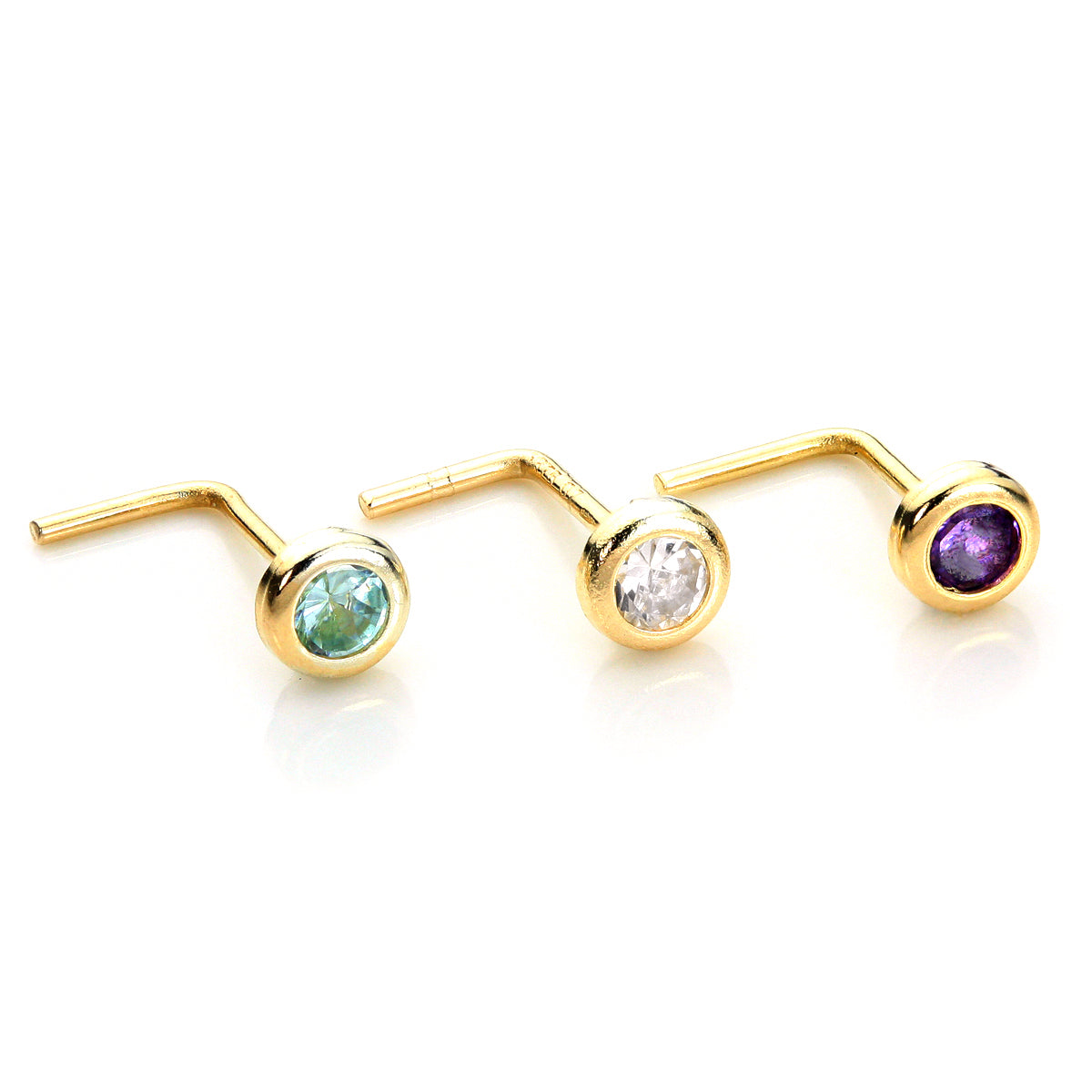 9ct Yellow Gold Crystal 2.75mm Round Nose Stud