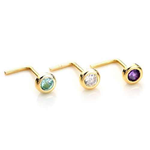 9ct Yellow Gold Crystal 2.75mm Round Nose Stud