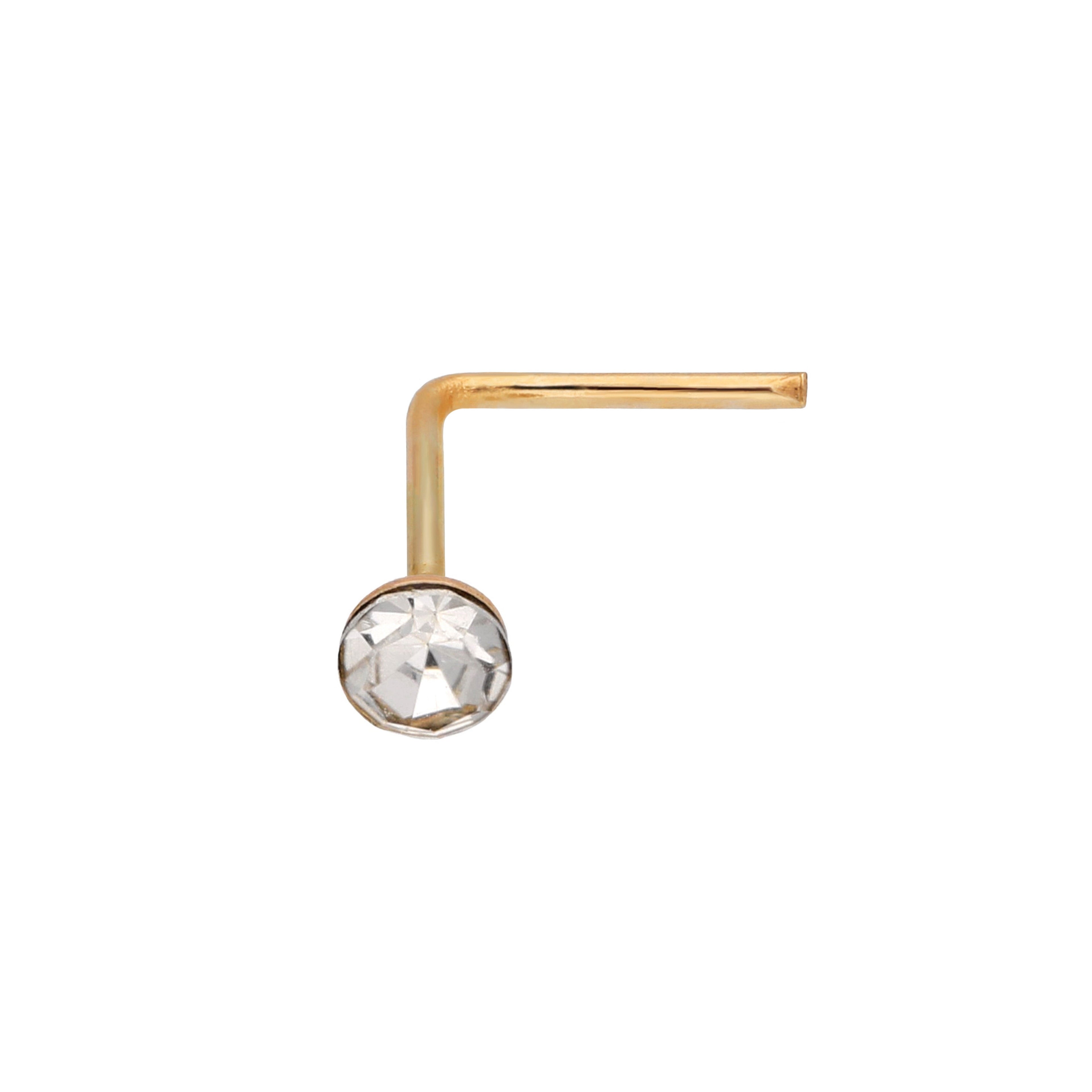 9ct Yellow Gold Crystal 2mm Nose Stud
