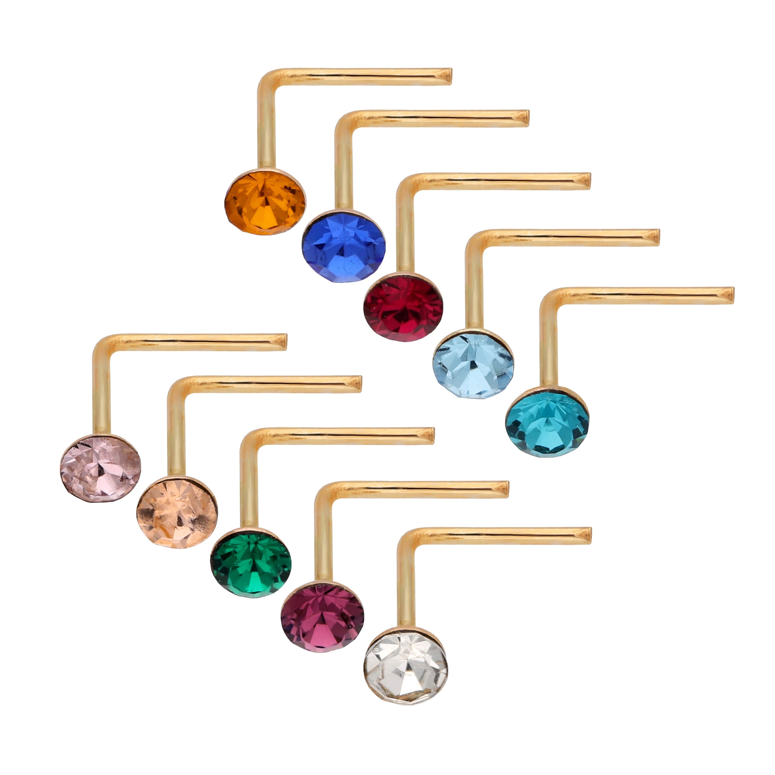 9ct Yellow Gold Crystal 2mm Nose Stud