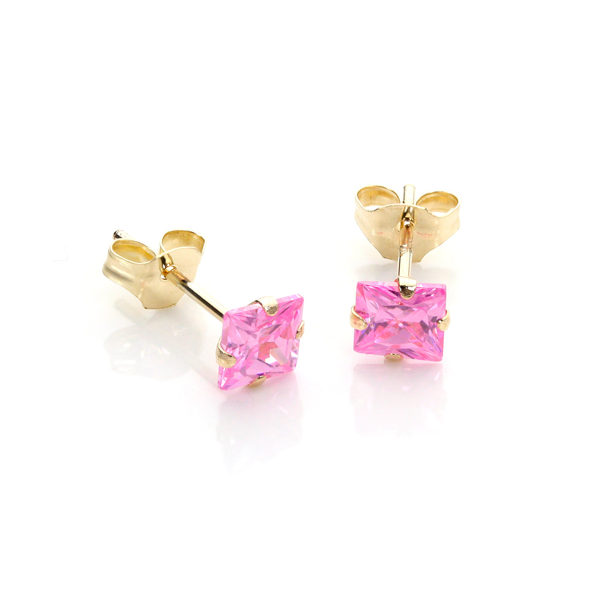 9ct Yellow Gold White CZ Martini Claw Fitting Stud Earrings