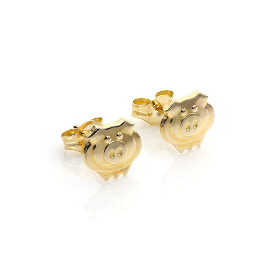 9ct Gold Cute Pig Stud Earrings