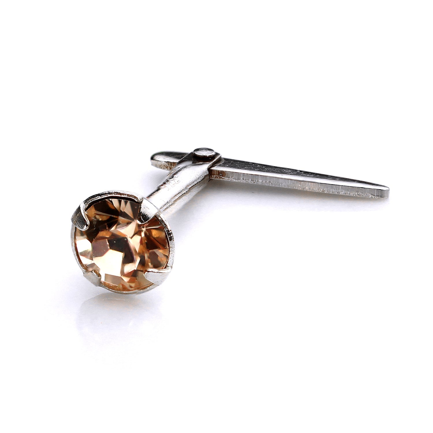 Sterling Silver Andralok Nose Stud with 3mm Crystal