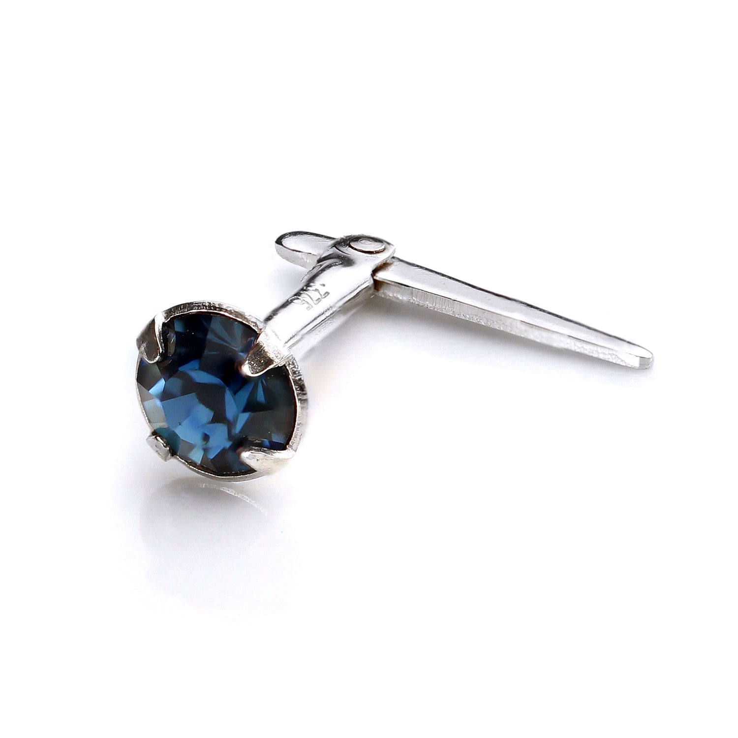 Sterling Silver Andralok Nose Stud with 3mm Crystal