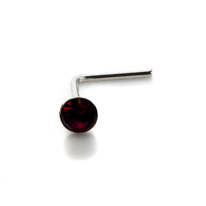 Sterling Silver 2.8mm Round CZ Crystal Nose Stud L Pin