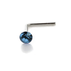 Sterling Silver 2.8mm Round CZ Crystal Nose Stud L Pin
